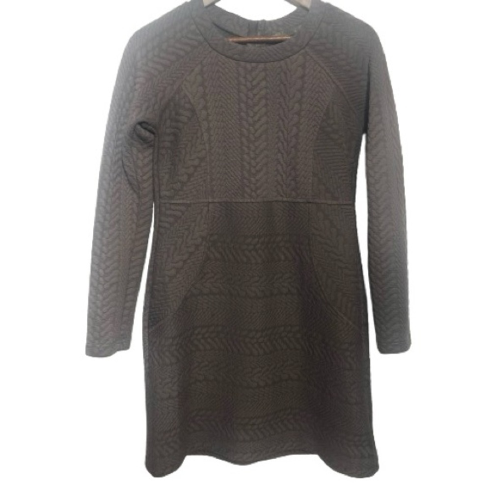 Prana Gray Textured Long Sleeve Comfy Knit Dress